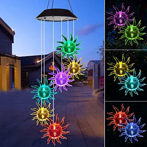 Solar Light Hummingbird Wind Chimes Outdoor Garden Ornaments