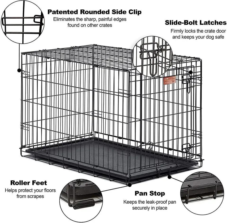 Stainless Steel Foldable Stackable Travel Pet Cages Metal Kennels for Dogs Cats