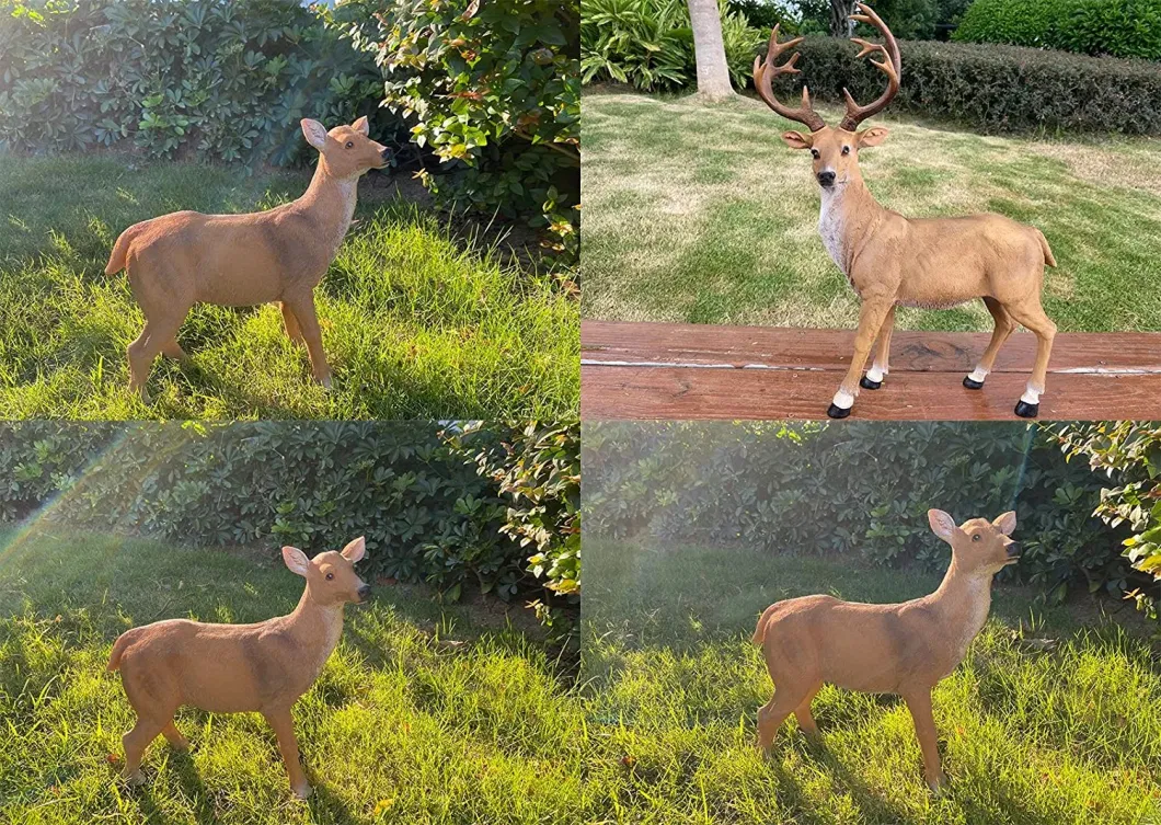 Resin Standing Couple Deer Sculpture Garden Art Yard Ornament Lawn