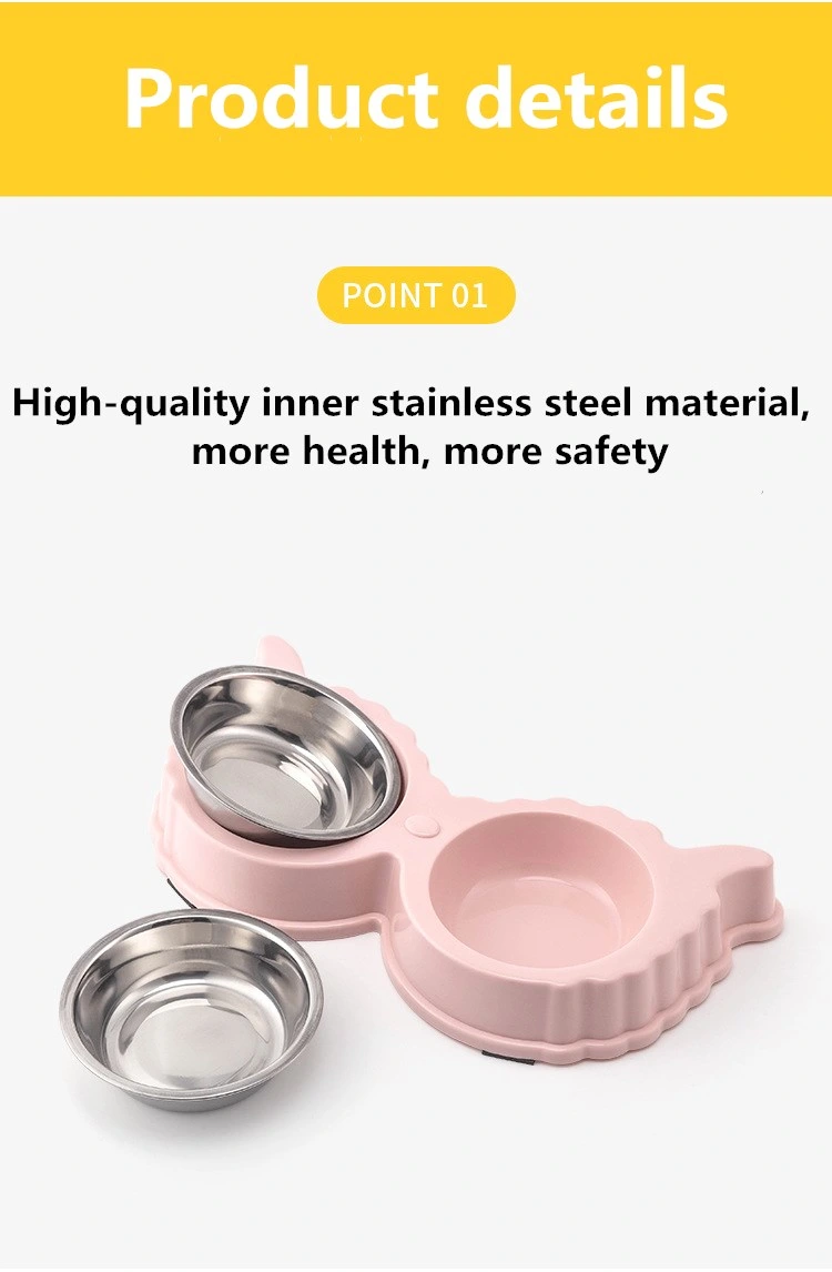 Elevated Double Diner Cat Bowl with 2 Stainless Steel Bowls