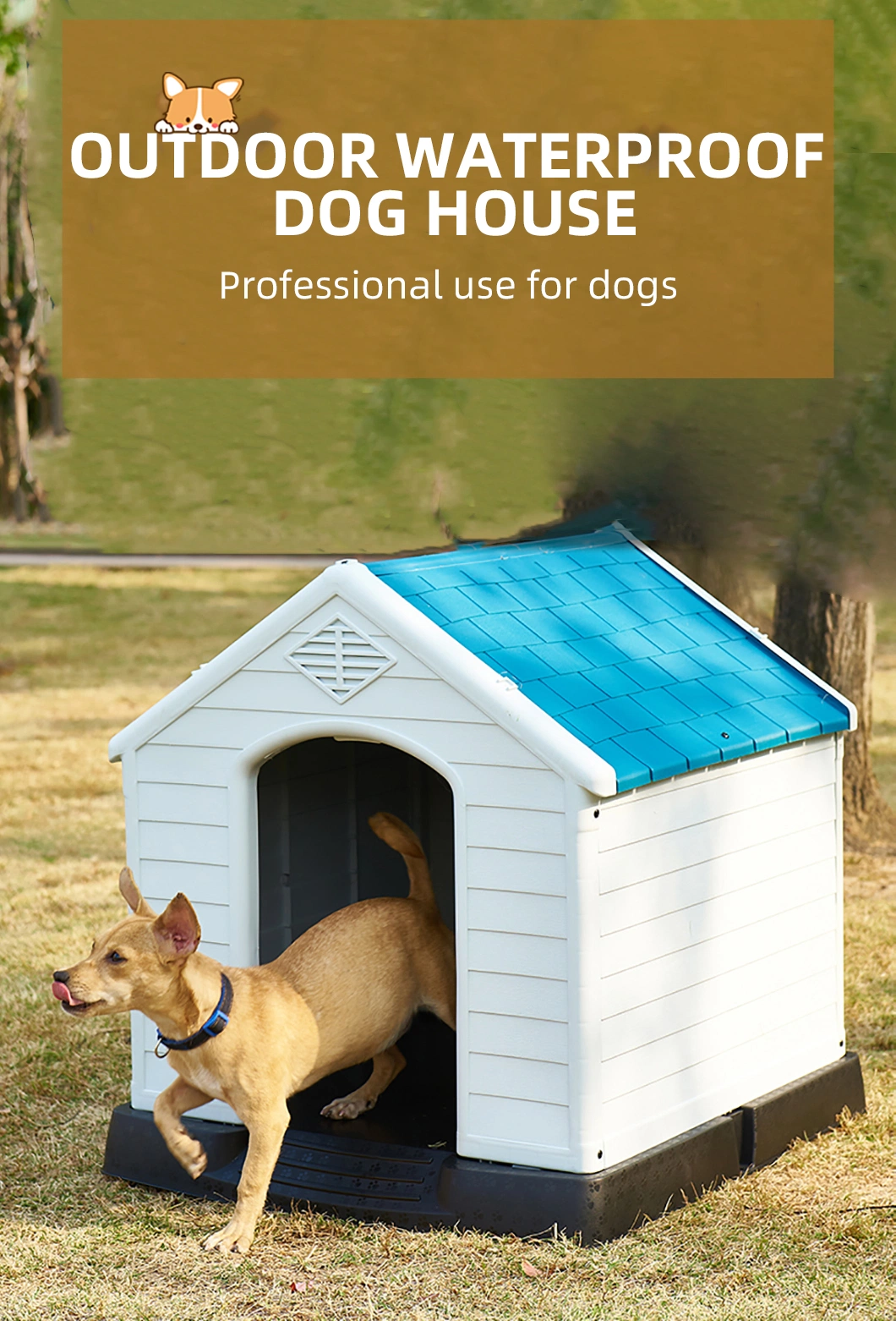 Good Performance Wholesale Modern PP Outdoor Dog House Plastic Dog House Roof Skylight Window Heated Dog Kennel