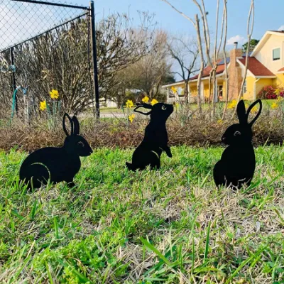  Esculturas y estatuas de jardín de metal personalizadas, Arte de patio, decoración de flores, decoración al aire libre, Pack de estaca animal