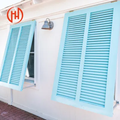  Sun Facade Negro exterior aluminio Panel fijo Contraventanas ventana plegable Ventilación Luz del sol Sombreado obturador personalizado