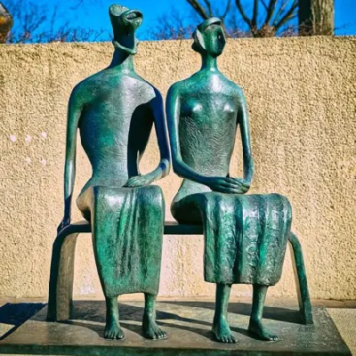 La decoración Jardín Life-Size King y Queen estatua de bronce pátina de la construcción de la Decoración