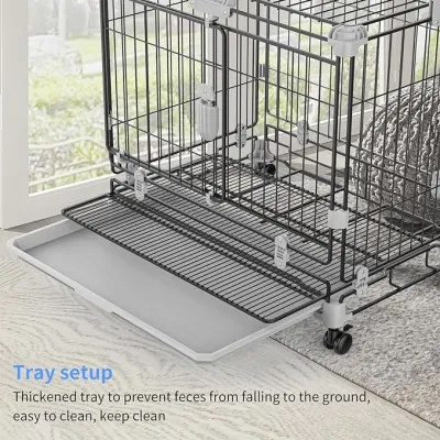 Perro mascota Crate 48 pulgadas Gran jaula de perro doble puerta Crate plegable