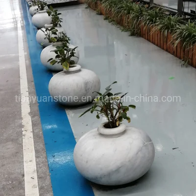 Jardín Ornament Piedra Flor de Pot Blanco Jardín de mármol plantadora