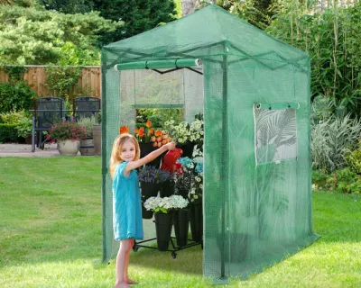 Pop up Greenhouse Walk-In Garden Greenhouse para Jardinería al aire libre Con puerta enrollable y ventanas