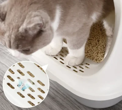 Limpieza de mascotas al por mayor Productos de tocador de gato automático plástico espacio grande Caja cerrada de basura de gato Caja de basura de gato