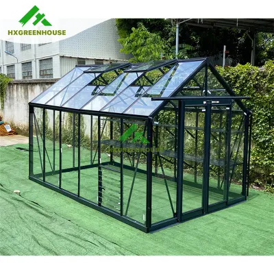 Invernadero de jardín de vidrio comercial victoriano de aluminio con marco de metal para exteriores, usado en venta.