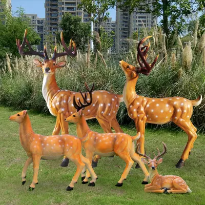  Decoración de jardín al aire libre la vida de resina de tamaño de la Estatua de ciervos de fibra de vidrio para la venta
