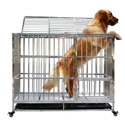 Poleas de servicio pesado de varios tamaños Perro plegable de acero inoxidable grueso Jaula jaula de mascotas