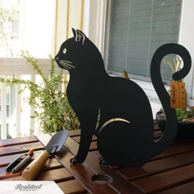 Gato Negro metal Jardín decoración, decoración de Halloween, patio al aire libre y césped Stakes, el arte del jardín de acero