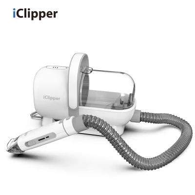 Iclipper-Lm1 Kit de arreglo de mascotas y succión al vacío 99% Cabello de mascotas Cortapelos profesionales con 7 herramientas de arreglo probadas para perros Gatos
