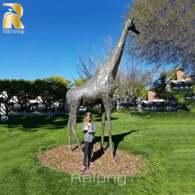  Grande de metal personalizados decoración de jardín de animales de la artesanía en bronce escultura estatua gigante de la jirafa