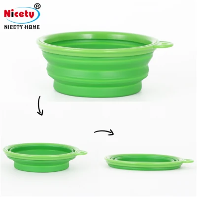  Ecológica de Calidad Alimentaria portátiles coloridos de silicona plegable Alimentador de alimentos de la placa de cazoleta de silicona plegable de productos pet Dog Bowl