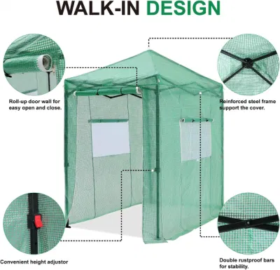 Pop up Greenhouse Walk-In Garden Greenhouse para Jardinería al aire libre Con puerta enrollable y ventanas