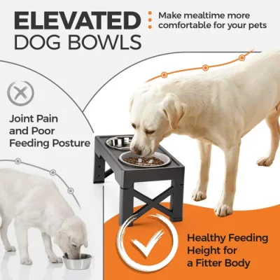  Alturas ajustable portátil alimentador lento tazón Pet Dog Bowl con stand elevado
