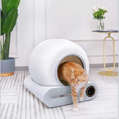  Entrega rápida OEM ODM Logo personalizado moderno ABS plástico automático Caja de basura de gato autolimpiable para varios gatos