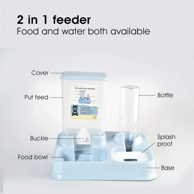 Alimentador automático de Perro Fuente Comida para perros mascotas Recipiente de plástico dispensador de agua