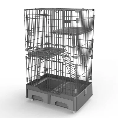 Cuatro colores productos pet en el interior de la jaula de Gato Gato Gato como mascota de acero de la jaula jaula jaula gatos grandes cajas de 3 capas