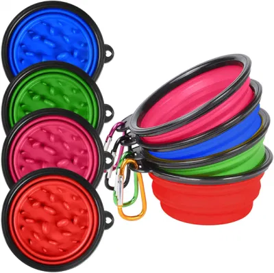  Cuenco de agua portátil plegable de silicona para perros de viaje y alimentos para mascotas