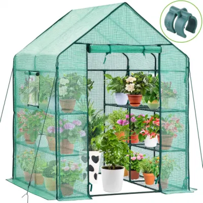  Heavy Duty duradero PE Greenhouse para exteriores con ventanas de pantalla
