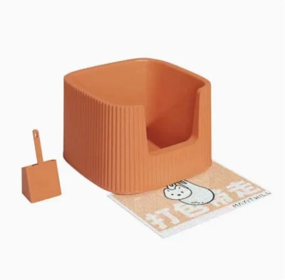  XXL forma de envase Pet inodoro abierto fácil de limpiar Gato Caja de basura con alfombra y cuchara de basura gratis