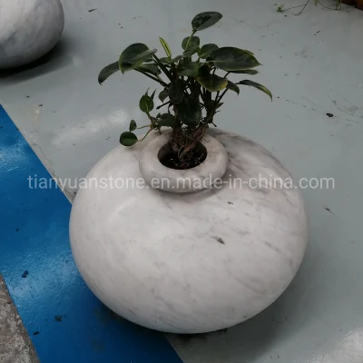 Jardín Ornament Piedra Flor de Pot Blanco Jardín de mármol plantadora