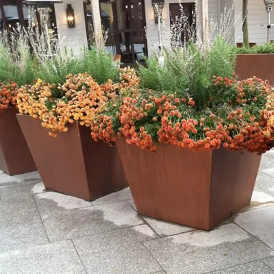 Decoración de jardín personalizados al aire libre Cónica de Acero Corten la sembradora