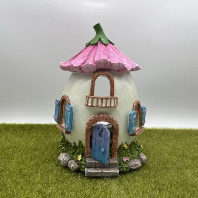  Jardín de hadas en miniatura de resina de suministro de kits de Casa Huevo con luz solar de decoración