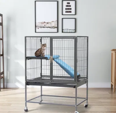  La puerta Top-Open de alta calidad con alambre de acero inoxidable mascota pequeña jaula de metal al aire libre para el gato Conejo jaula hamster