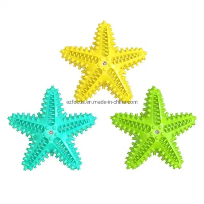 Perro Mastique los juguetes, el Caucho Natural Starfish-Shaped perro juguetes, golosinas, Squeaky interactivo Cepillo de Dientes de Perro de dentición Limpiador de juguetes, Rompecabezas de juguete de entrenamiento al aire libre Wbb12771