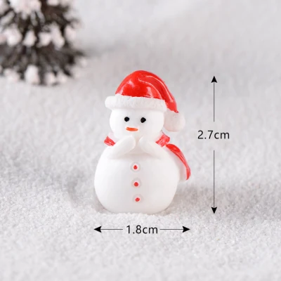 Jardín de hadas de invierno miniatura Snowman Santa Deer árbol de Navidad resina Adornos de Navidad