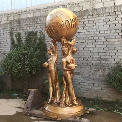  Jardín al aire libre populares Decoracion interiores personalizados de gran tamaño de tamaño completo de la escultura de bronce de Artesanía de metal de bronce de iluminación El mundo es tuyo estatua