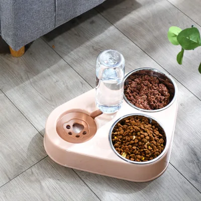  Acero inoxidable al por mayor recipiente pet food Bowl Alimentador Automático de mascotas perros gatos dispensador de agua potable planteado Contenedor de comida Plato soporte antideslizante Bowl