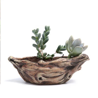  2021 Nuevo estilo reciclar el cemento Outdoor Indoor simulación real de madera al por mayor de macetas de flores naturales