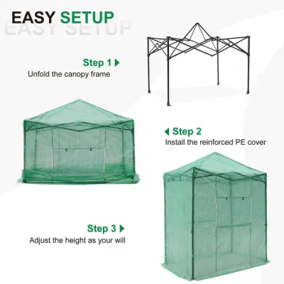 Pop up Greenhouse Walk-In Garden Greenhouse para Jardinería al aire libre Con puerta enrollable y ventanas