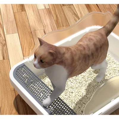 Caja de basura de gato de autolimpieza WC, Semi-cerrado Big Space Anti Splash plástico Caja de basura de gato