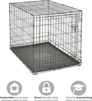 Perro mascota Crate 48 pulgadas Gran jaula de perro doble puerta Crate plegable