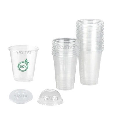  Eco friendly abono Biodegradable PLA taza taza plástica bebida fría Cup