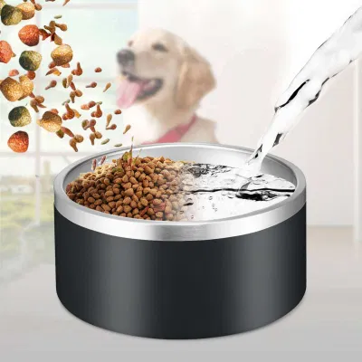 W-235 portátil de gran capacidad rentable logotipo personalizado Perro metálico Cuenco de comida