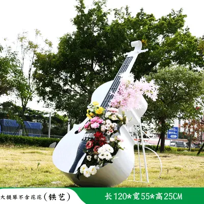  Jardín al aire libre paisaje notas creativas escultura de fibra de vidrio de violonchelo Sketch Jardín Jardín de césped decoración adornos