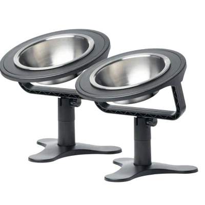  Acero inoxidable Pet Food Bowl elevada ajustable elevada Cat Food Diseño de soporte de cuenco alimentador resistente al óxido de cuenco de gato de perro