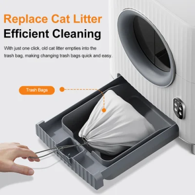 Nuevo diseño Caja de basura de gato Limpieza automática multifuncional Aseo de gato
