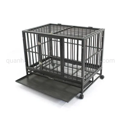  Heavy Duty Negro tubo cuadrado de la jaula de perro con cabeza plana
