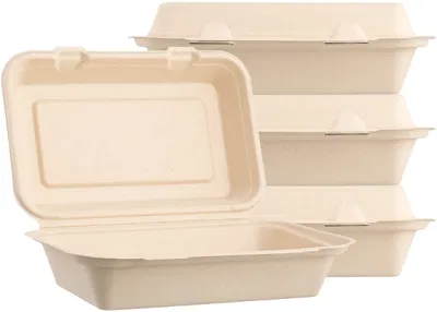  Una impresión personalizada de Venta caliente ecológicos desechables biodegradables envases de pasta de caña de azúcar de comida para llevar comida Lunch box comida contenedor fabricado en China