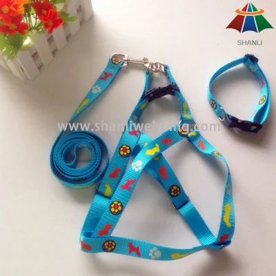  Estampado Impreso Mayoristas nuevos Productos de suministro de mascotas Productos de cuero de arándano Sport Retractable cuello de perro de gato y arnés