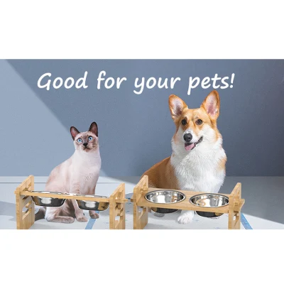  Niveles elevados de cuencos de madera PERRO PERRO planteó cuencos cuencos de Pet con soporte para perros y gatos
