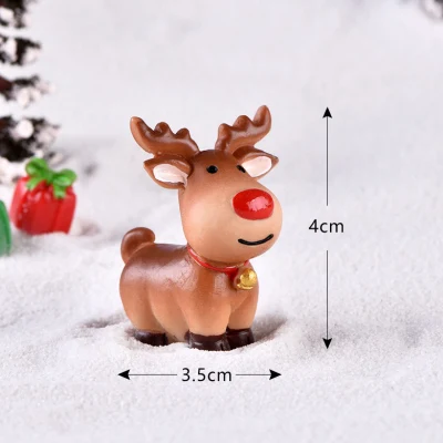 Jardín de hadas de invierno miniatura Snowman Santa Deer árbol de Navidad resina Adornos de Navidad