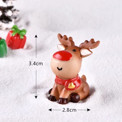 Jardín de hadas de invierno miniatura Snowman Santa Deer árbol de Navidad resina Adornos de Navidad